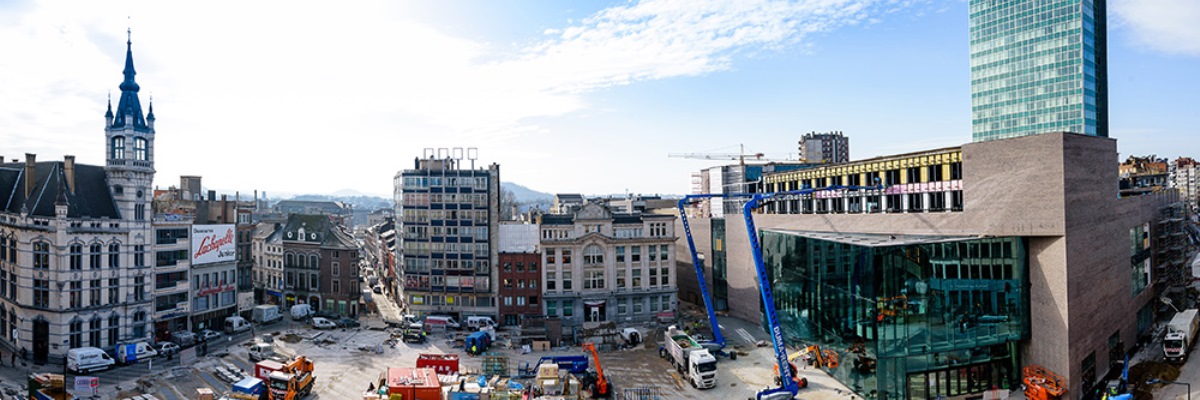 panorama du chantier rive gauche à charleroi